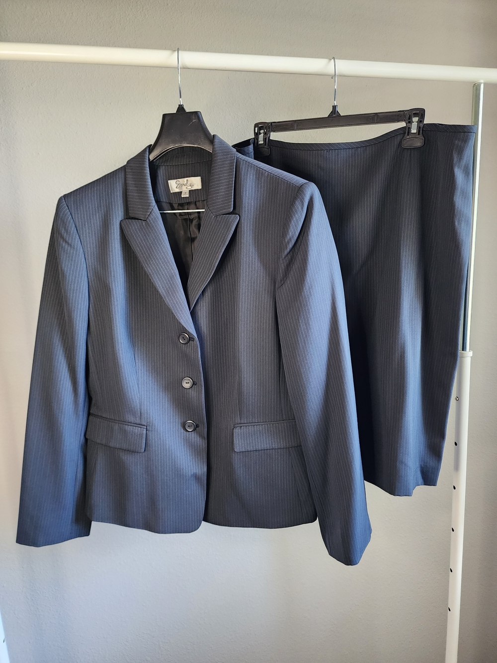 Women’s Grey Pinstripe Blazer and Skirt Suit - Tailored Professional Set
